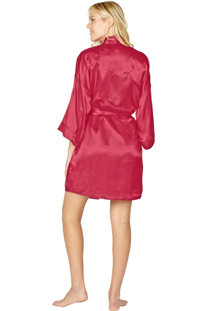 INTIMO Women's Knee Length Satin Robe with Tie Sleepwear