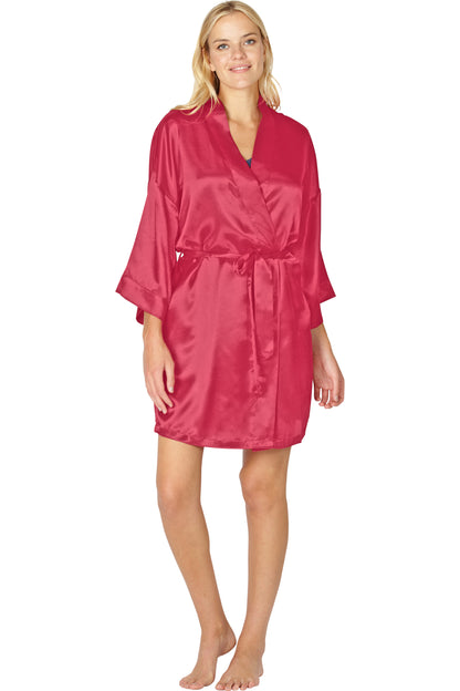 INTIMO Women's Knee Length Satin Robe with Tie Sleepwear