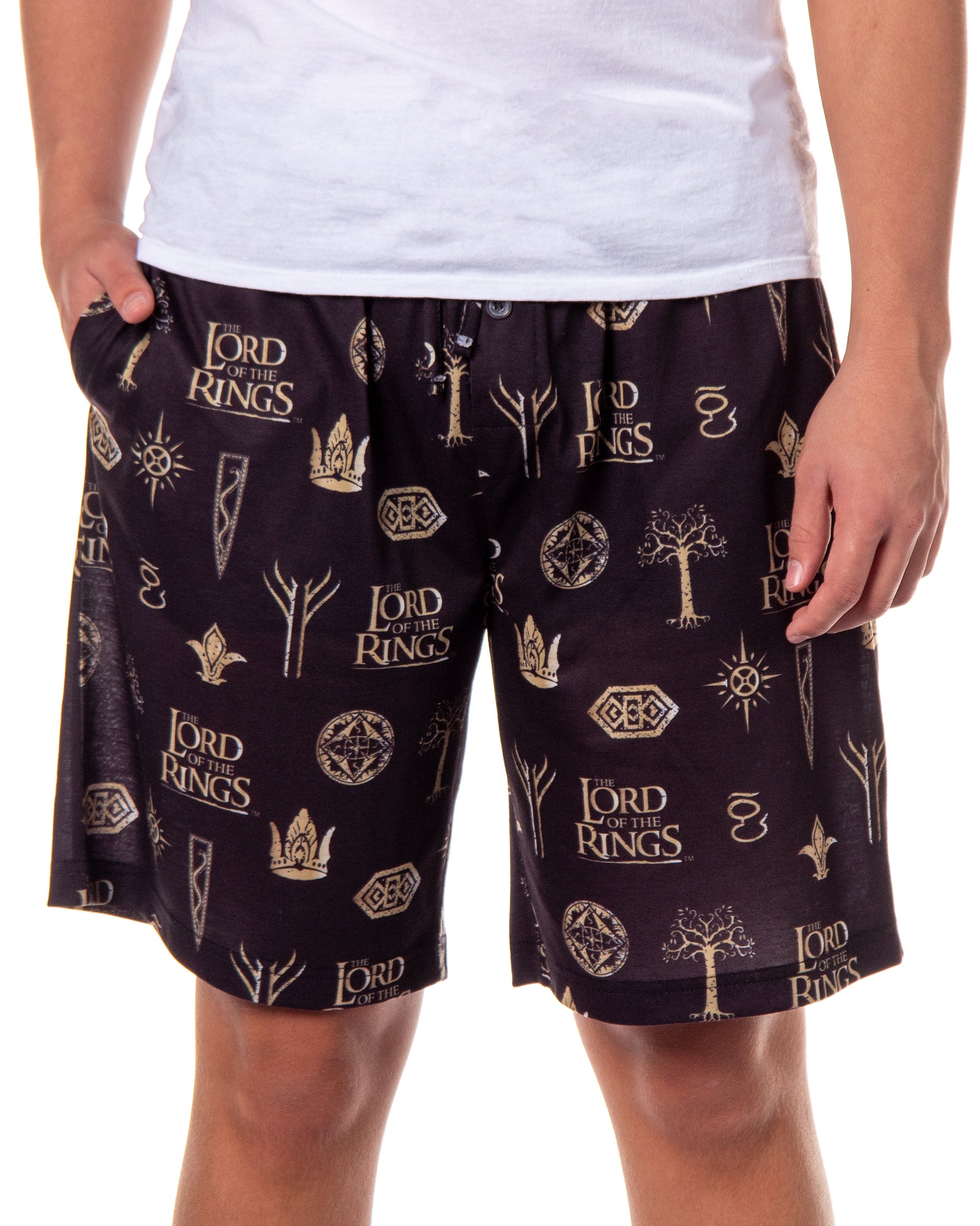 The Lord Of The Rings Pajamas Men's Tree Of Gondor Crown Rune PJ Shorts