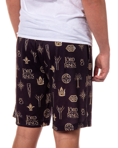 The Lord Of The Rings Pajamas Men's Tree Of Gondor Crown Rune PJ Shorts