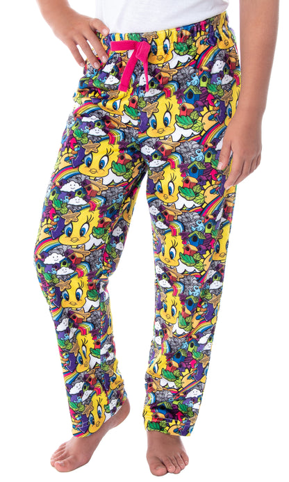 Looney Tunes Girls' Tweety Bird Pattern Velvety Soft Lounge Pajama Pants