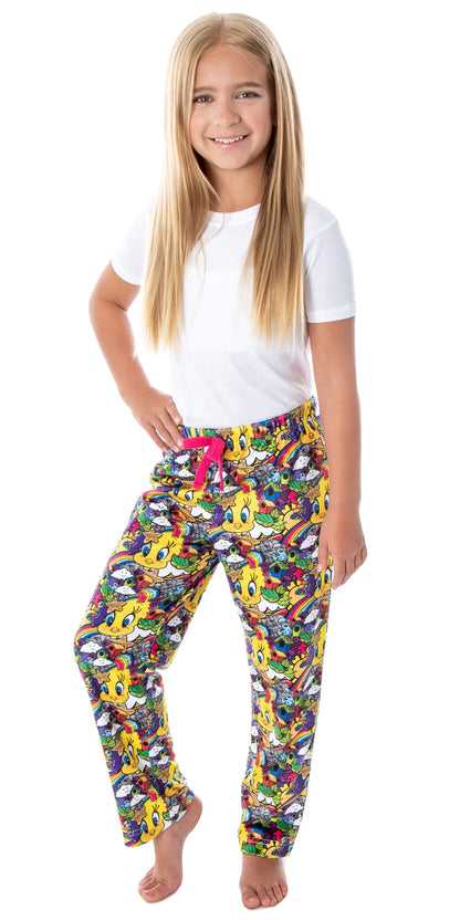 Looney Tunes Girls' Tweety Bird Pattern Velvety Soft Lounge Pajama Pants