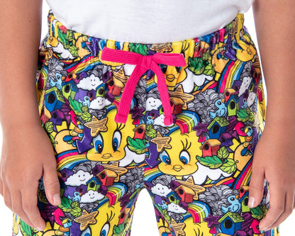Looney Tunes Girls' Tweety Bird Pattern Velvety Soft Lounge Pajama Pants