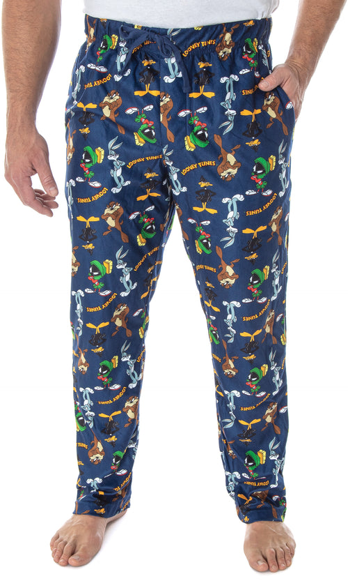 Looney Tunes Men's Daffy Duck Bugs Bunny Taz Marvin Martian Allover Toss Print Lounge Sleep Pajama Pants