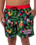 Looney Tunes Mens' Tropical Print Character Swim Trunks Shorts Bathing Suit