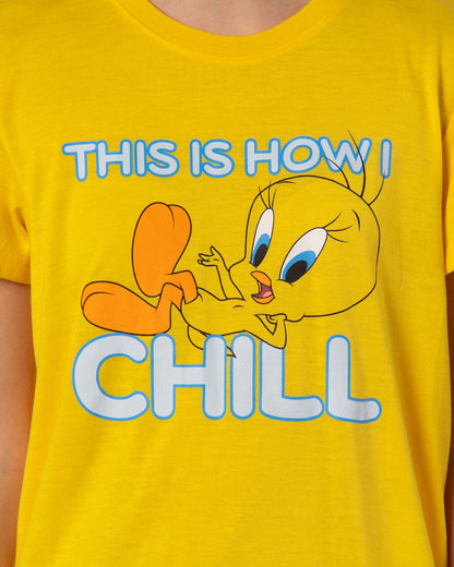Looney Tunes Women's This Is How I Chill Tossed Tweety Bird Pajama Set (XXL)