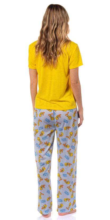 Looney Tunes Women's This Is How I Chill Tossed Tweety Bird Pajama Set (XXL)