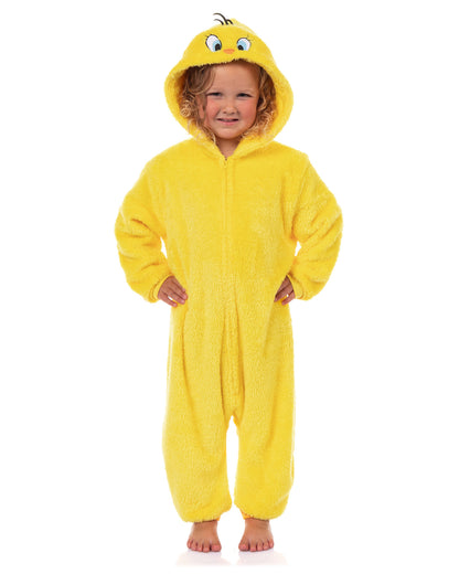 Looney Tunes Union Suit Toddler Tweety Bird Kigurumi Full Zip Pajamas (2T)