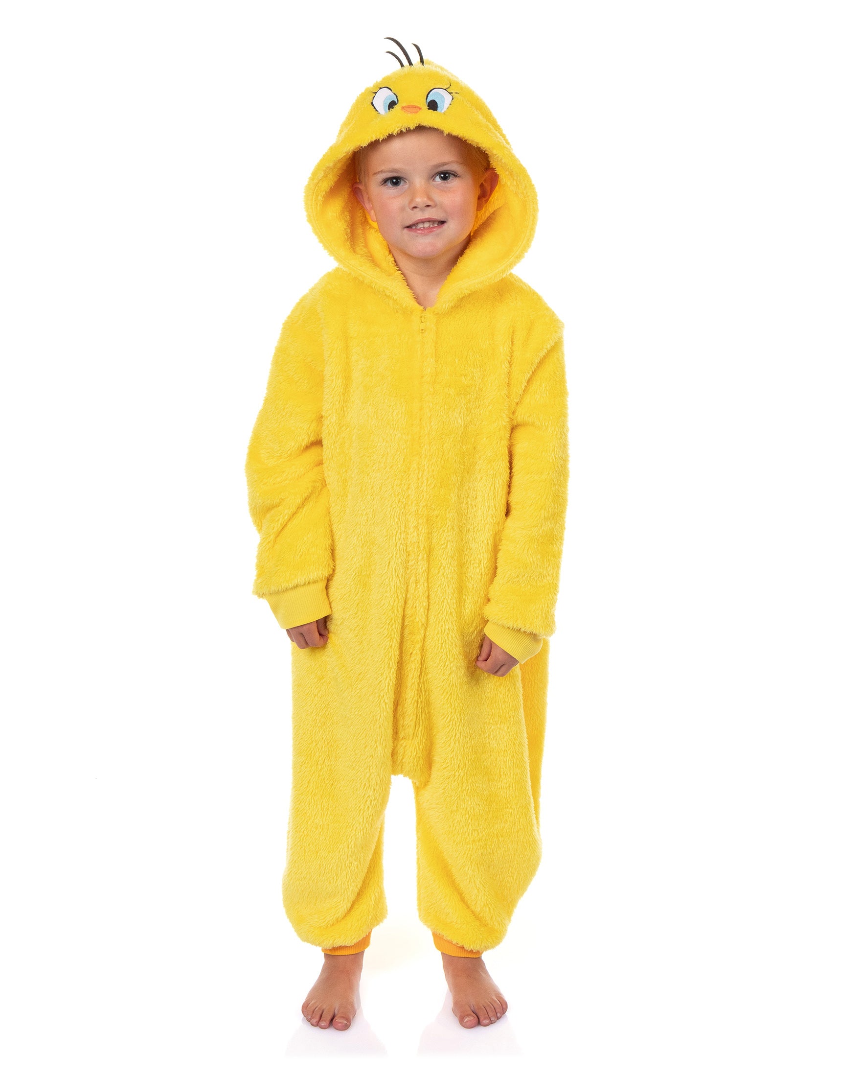 Looney Tunes Union Suit Toddler Tweety Bird Kigurumi Full Zip Pajamas (3T)