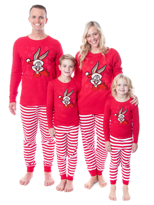 Looney Tunes Bugs Bunny Christmas Santa Character Tight Fit Cotton Matching Family Pajama Set