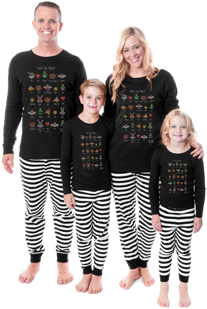 Looney Tunes Expressions Characters That's All Folks Tight Fit Cotton Matching Family Pajama Set