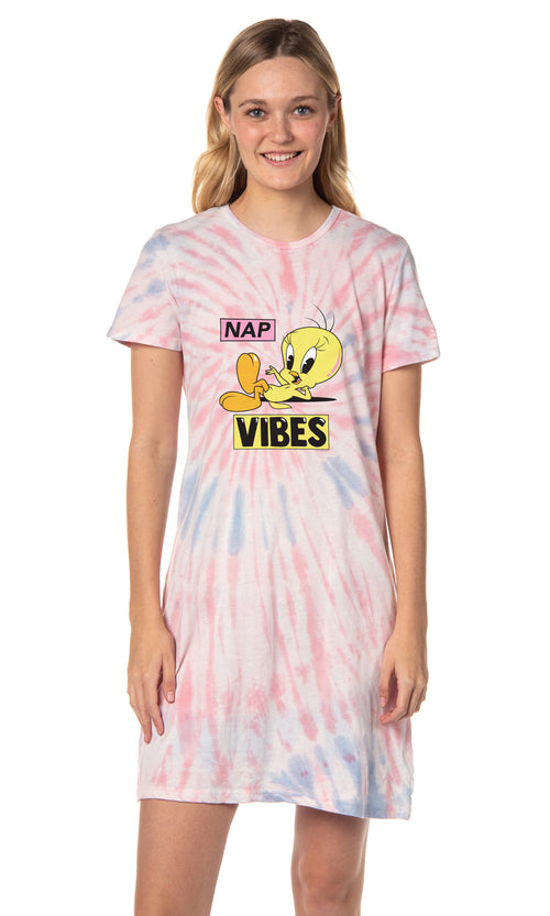 Looney Tunes Women's Tweety Bird Nap Vibes Nightgown Sleep Pajama Dress For Adults