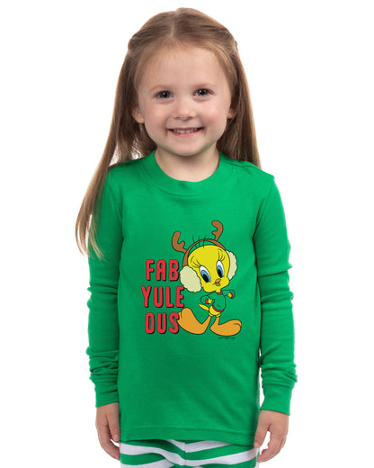 Looney Tunes Bugs Bunny, Lola Bunny, Tweety Bird, Tazmanian Devil Christmas Tight Fit Family Pajama Set