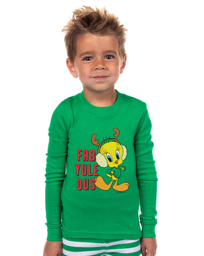 Looney Tunes Bugs Bunny, Lola Bunny, Tweety Bird, Tazmanian Devil Christmas Tight Fit Family Pajama Set