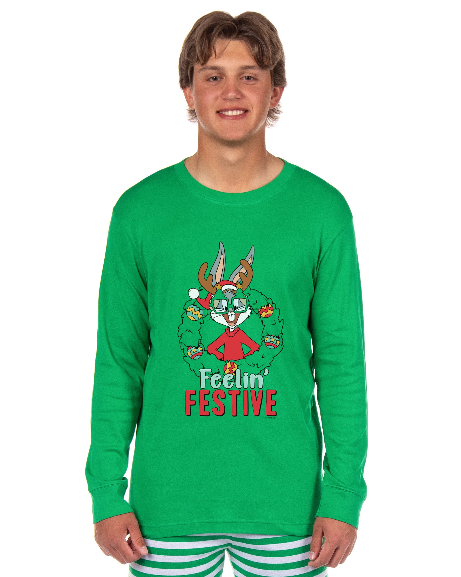 Looney Tunes Bugs Bunny, Lola Bunny, Tweety Bird, Tazmanian Devil Christmas Tight Fit Family Pajama Set