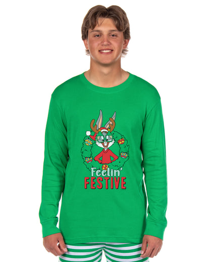 Looney Tunes Bugs Bunny, Lola Bunny, Tweety Bird, Tazmanian Devil Christmas Tight Fit Family Pajama Set