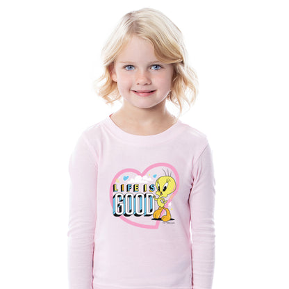 Looney Tunes Toddler Girls' Tweety Bird Life Is Good 2 Piece Long Sleeve Pajama Set