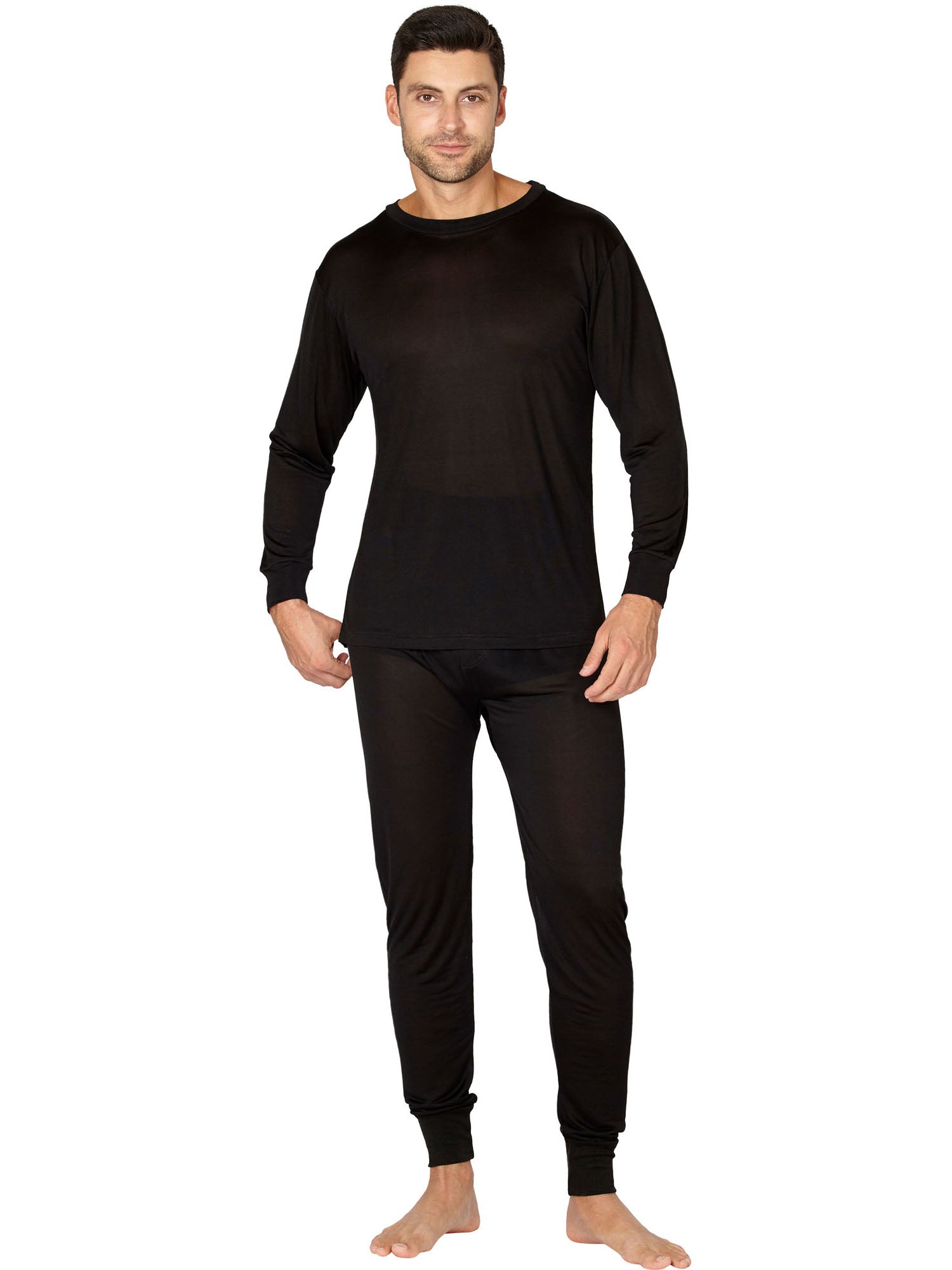 Intimo Mens Classic Silk Knit Long John PJ Black