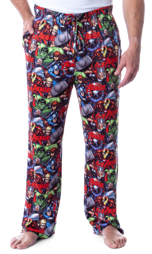 Marvel Mens' Avengers Unite Allover Character Loungewear Pajama Pants