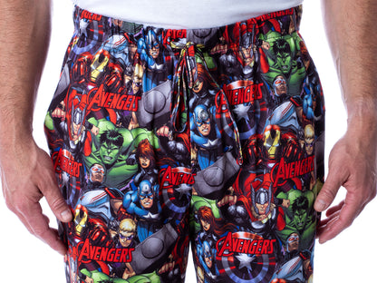 Marvel Mens' Avengers Unite Allover Character Loungewear Pajama Pants