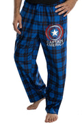 Marvel Mens' Captain America Shield Logo Plaid Pajama Lounge Pants