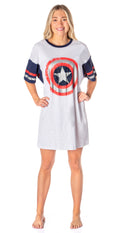 Marvel Comics Womens' Captain America Symbol Nightgown Pajama Shirt Dress