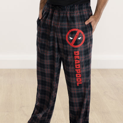 Marvel Mens' Deadpool Logo Plaid Lounge Pajama Pants