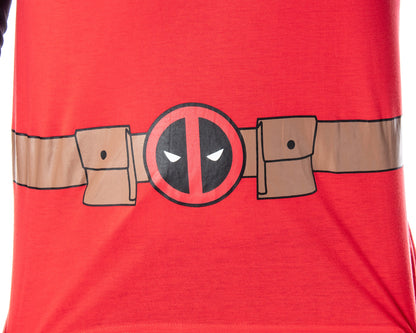 Marvel Men's Deadpool Superhero Costume Raglan Top And Pants Pajama Set
