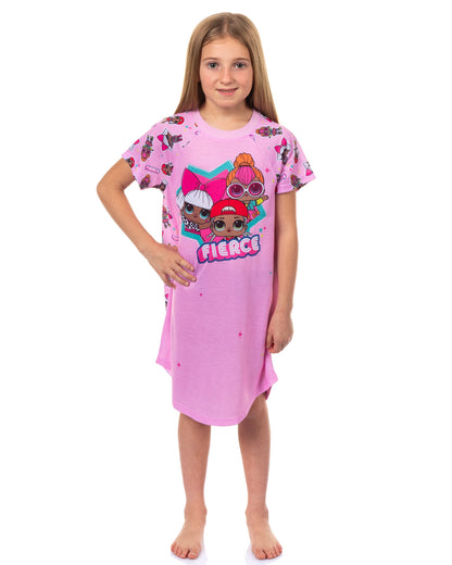 LOL Surprise Pajamas Girl's Diva Neon QT MC Swag Raglan Nightgown (18/20)