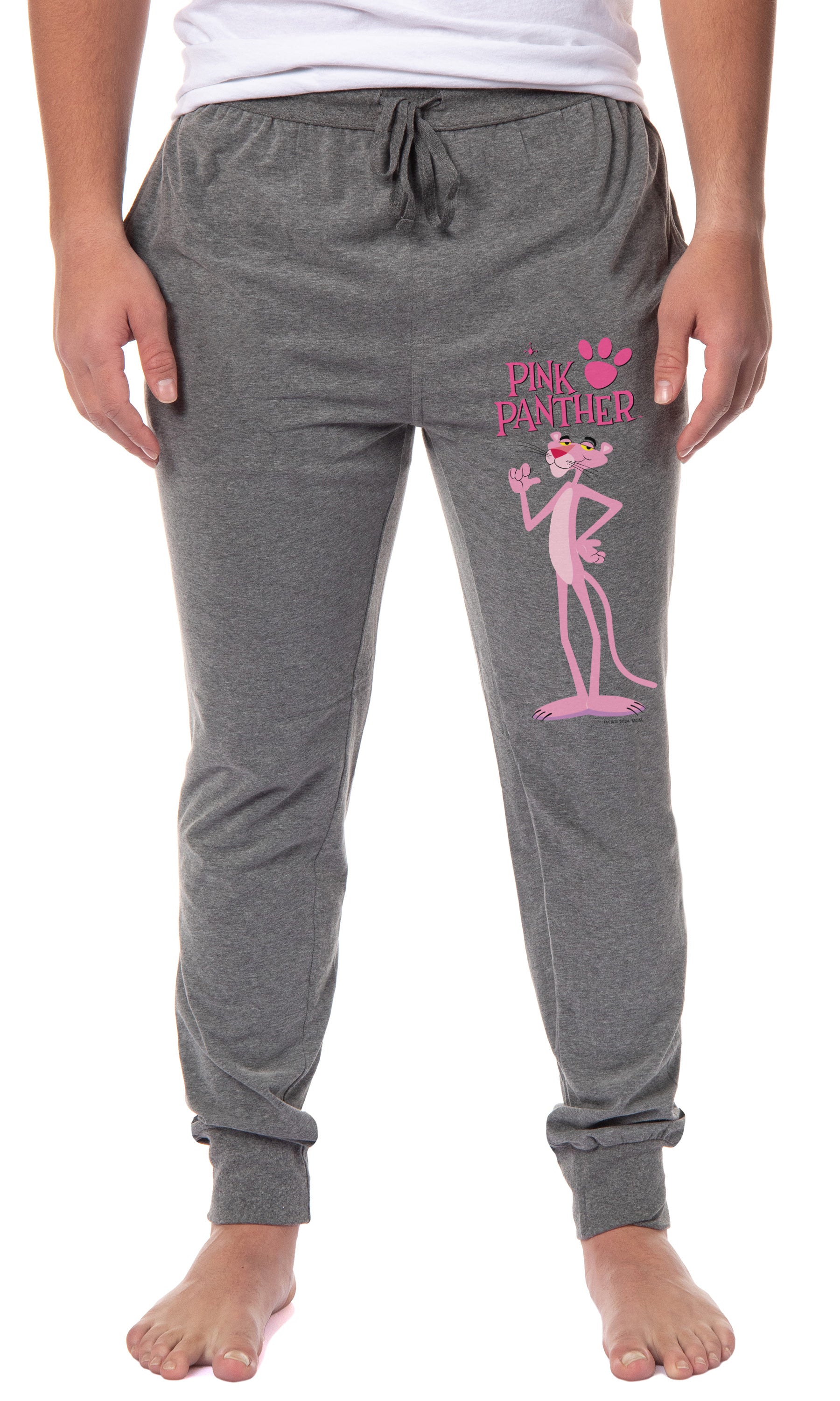 The Pink Panther Mens' Paw Print Title Logo Sleep Jogger Pajama Pants