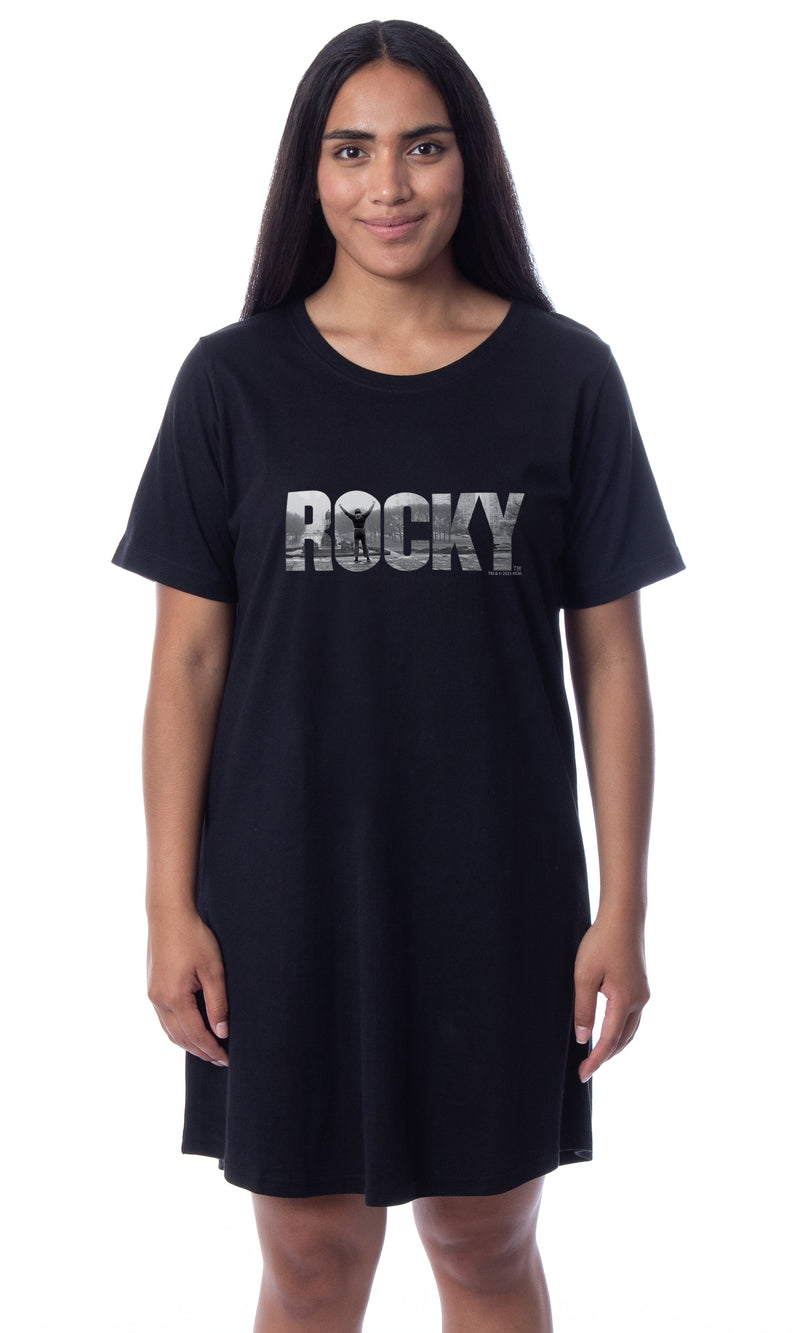 Rocky Womens' Balboa Movie Film Title Logo Nightgown Sleep Pajama Shirt