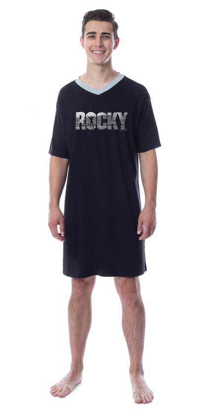 Rocky Mens' Balboa Movie Film Title Logo Character Sleep Pajama Shirt