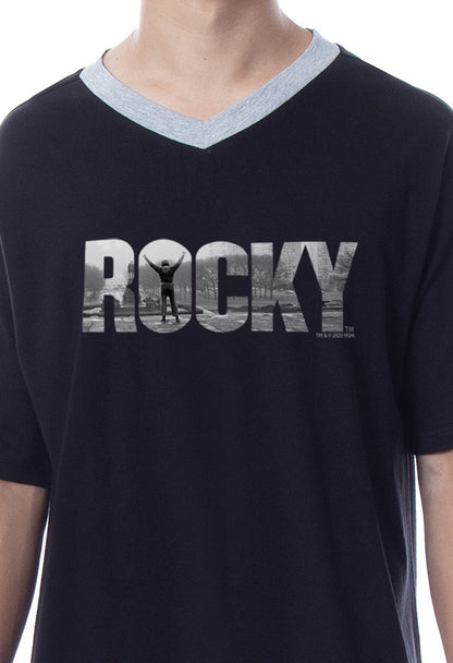 Rocky Mens' Balboa Movie Film Title Logo Character Sleep Pajama Shirt