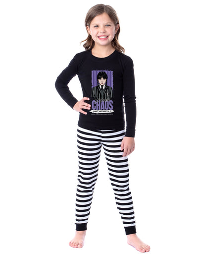 Wednesday Series The Addams Family I Cause Chaos 2 Piece Pajama Tight Fit Sleep Set