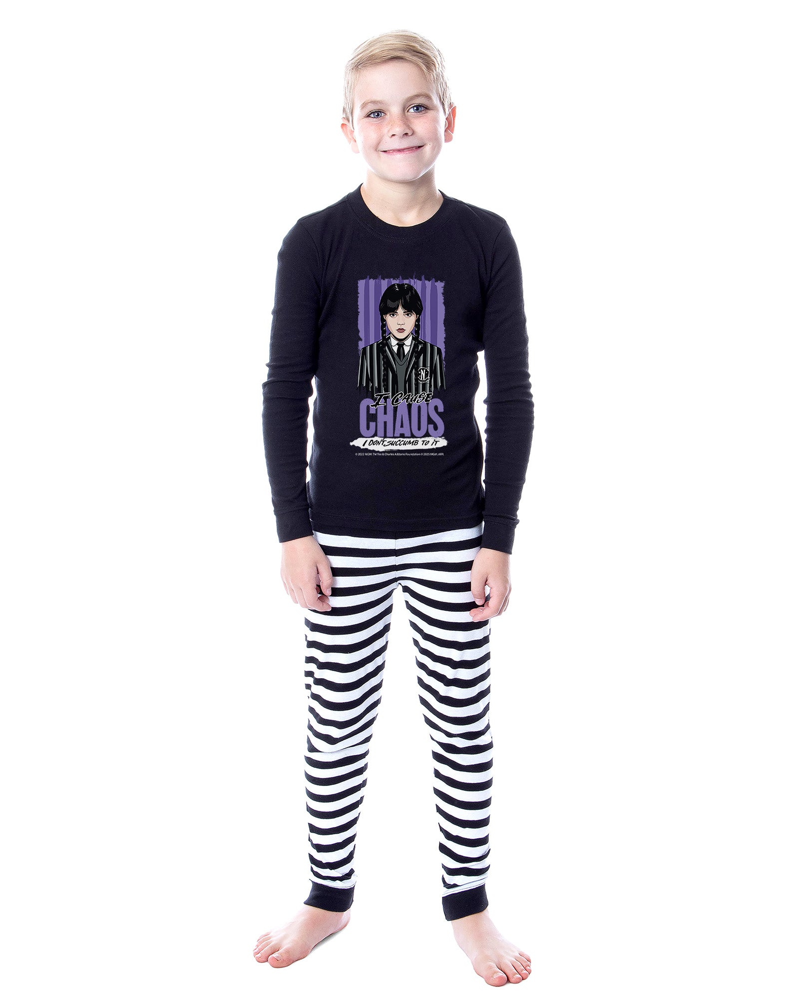 Wednesday Series The Addams Family I Cause Chaos 2 Piece Pajama Tight Fit Sleep Set