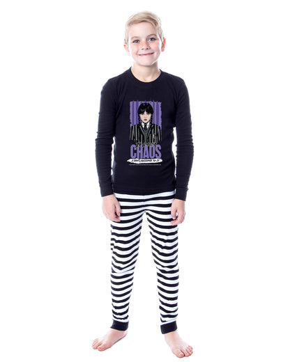 Wednesday Series The Addams Family I Cause Chaos 2 Piece Pajama Tight Fit Sleep Set
