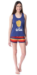 Marvel Womens' I Am Groot Guardians Of The Galaxy Pajama Set Short Tank Top