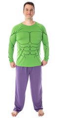 Marvel Men's The Incredible Hulk Superhero Costume Raglan Top And Pants 2 Piece Pajama Set