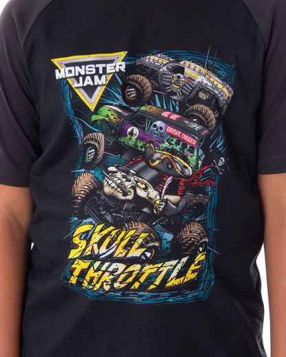 Monster Jam Boys' Skull Throttle Monster Truck Shirt And Shorts Pajama Set