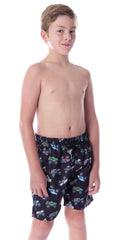 Monster Jam Boys' Dragon Zombie Grave Digger Megalodon Allover Swim Trunks