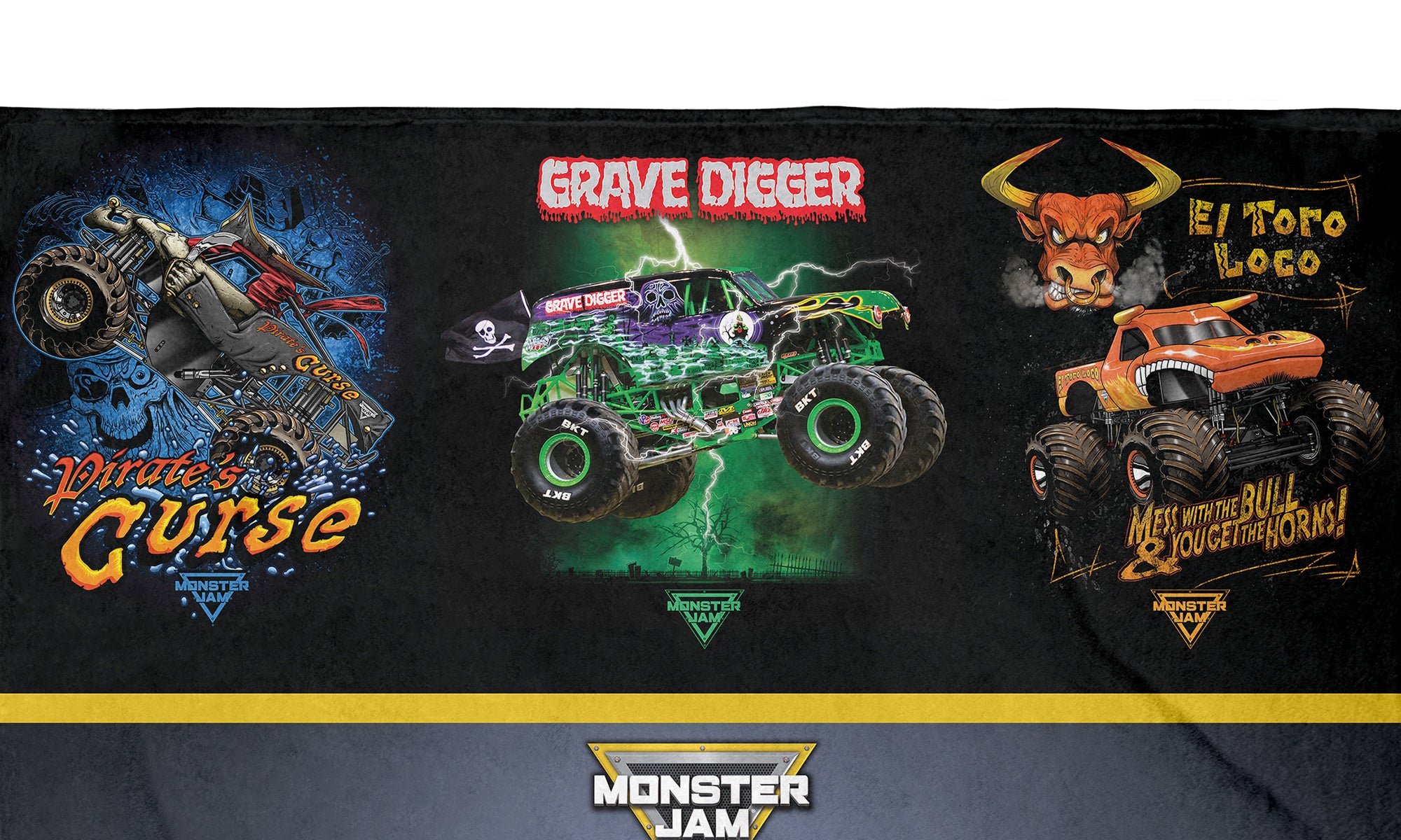 Monster Jam Grave Digger And Company Monster Truck Soft Fleece Plush Throw Blanket