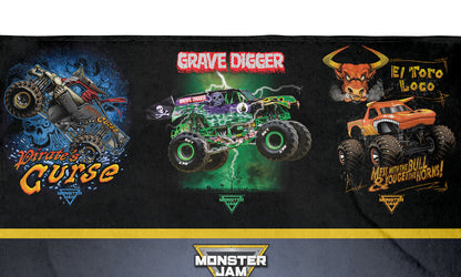 Monster Jam Grave Digger And Company Monster Truck Soft Fleece Plush Throw Blanket