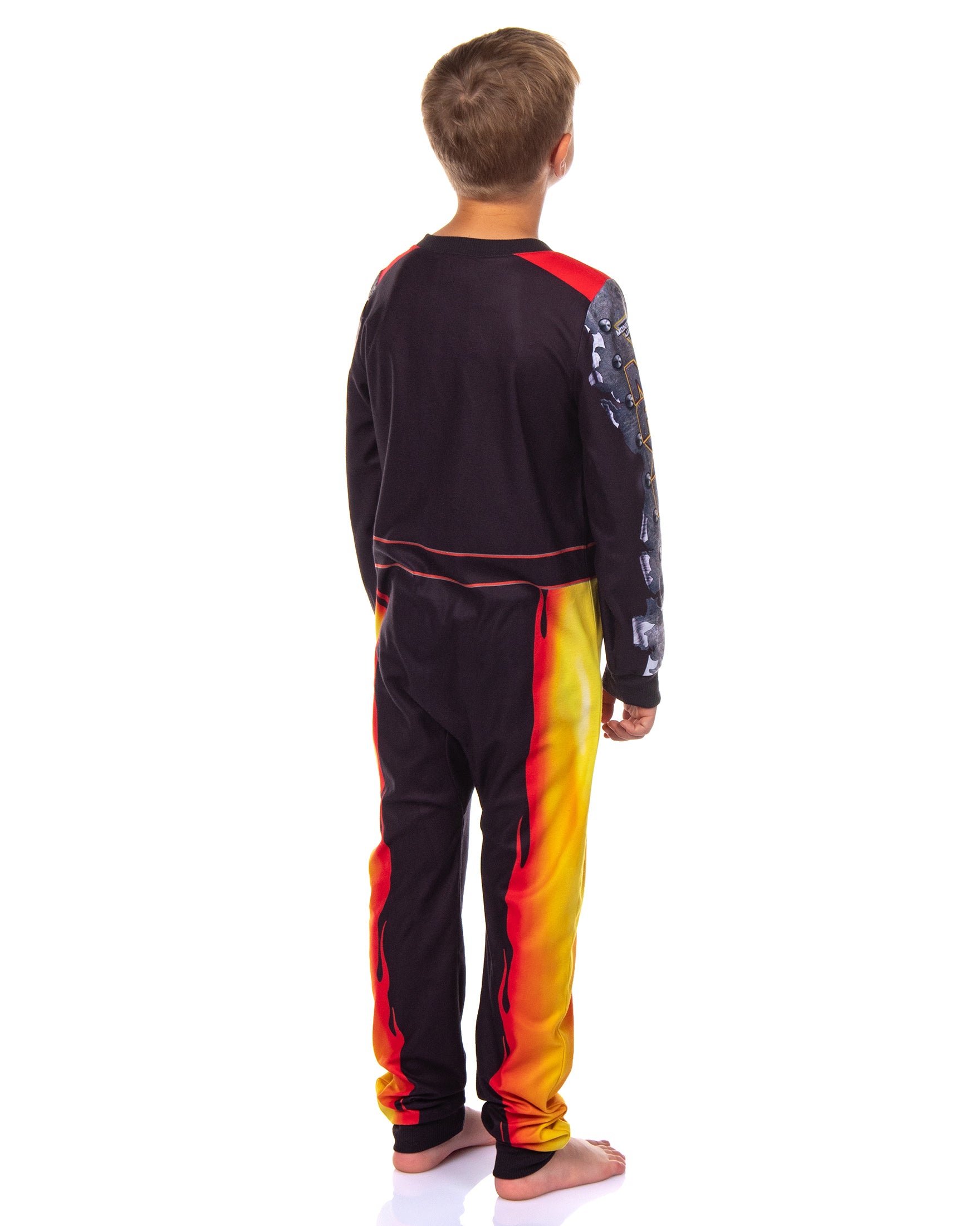 Monster Jam Max-D Boys' Union Suit Kids Monster Truck Fleece Pajamas