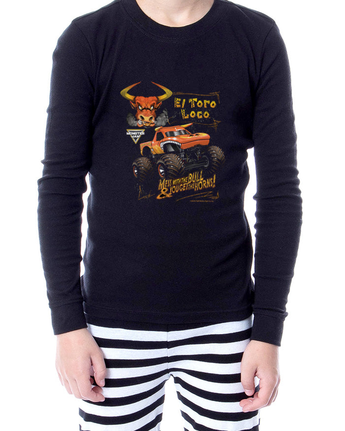 Monster Jam Pajamas Boy's El Toro Loco 2-Piece Tight Fit Pajama Set