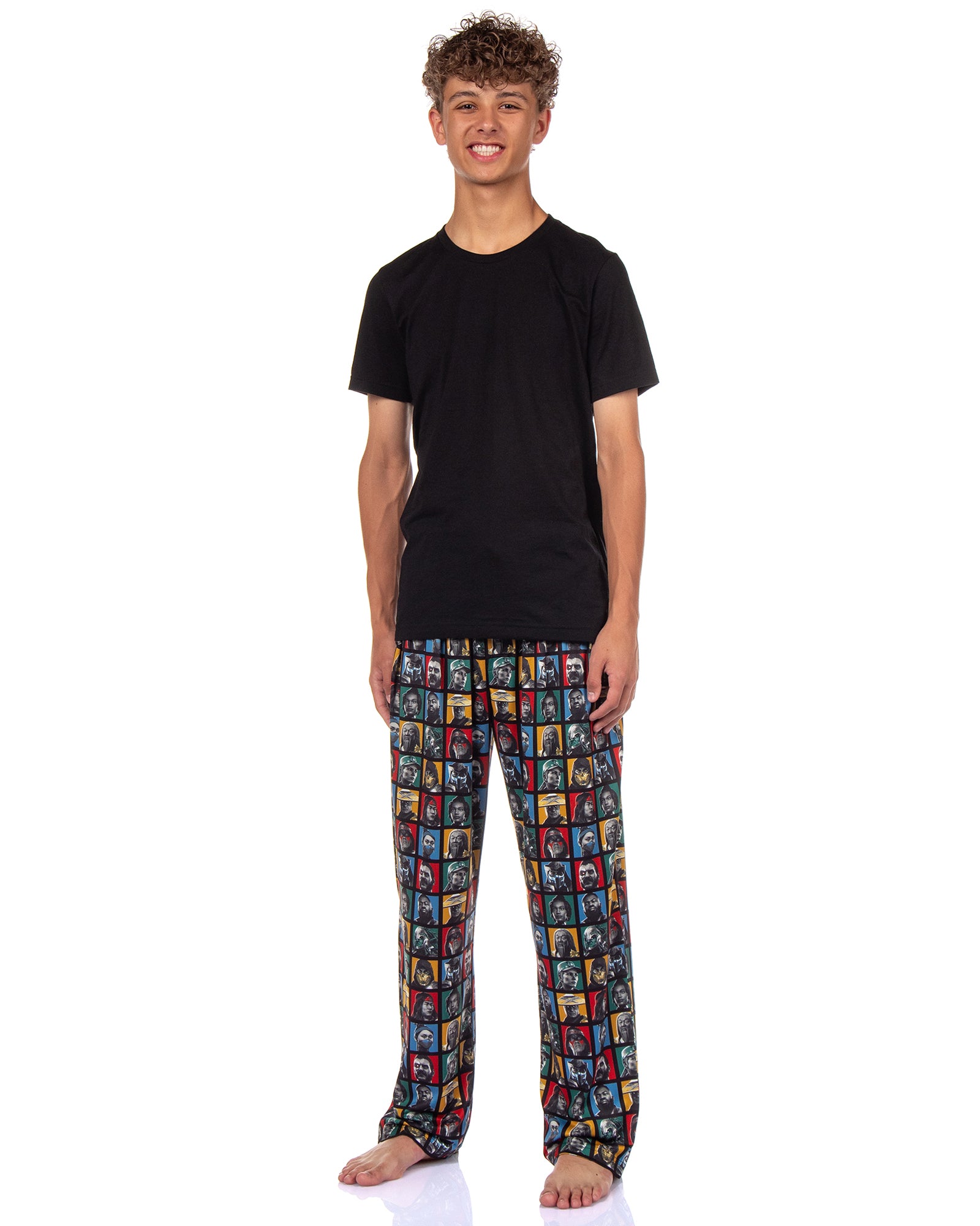Mortal Kombat Pajama Lounge Pants Men's Allover Character Squares Design