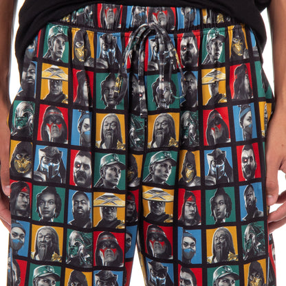 Mortal Kombat Pajama Lounge Pants Men's Allover Character Squares Design