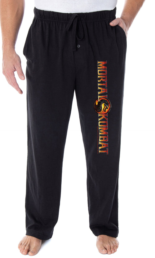 Mortal Kombat Men's Dragon Script Logo Video Game Loungewear Sweatpants Pajama Pants