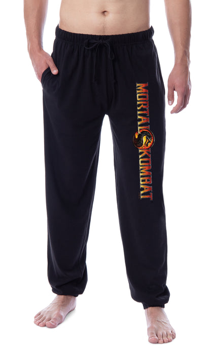 Mortal Kombat Men's Dragon Script Logo Video Game Jogger Pajama Pants