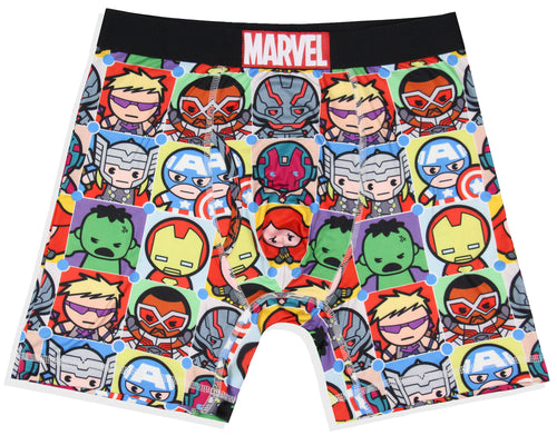 Marvel Comics Men's Kawaii Superhero Character Grid Boxers Underwear Boxer Briefs