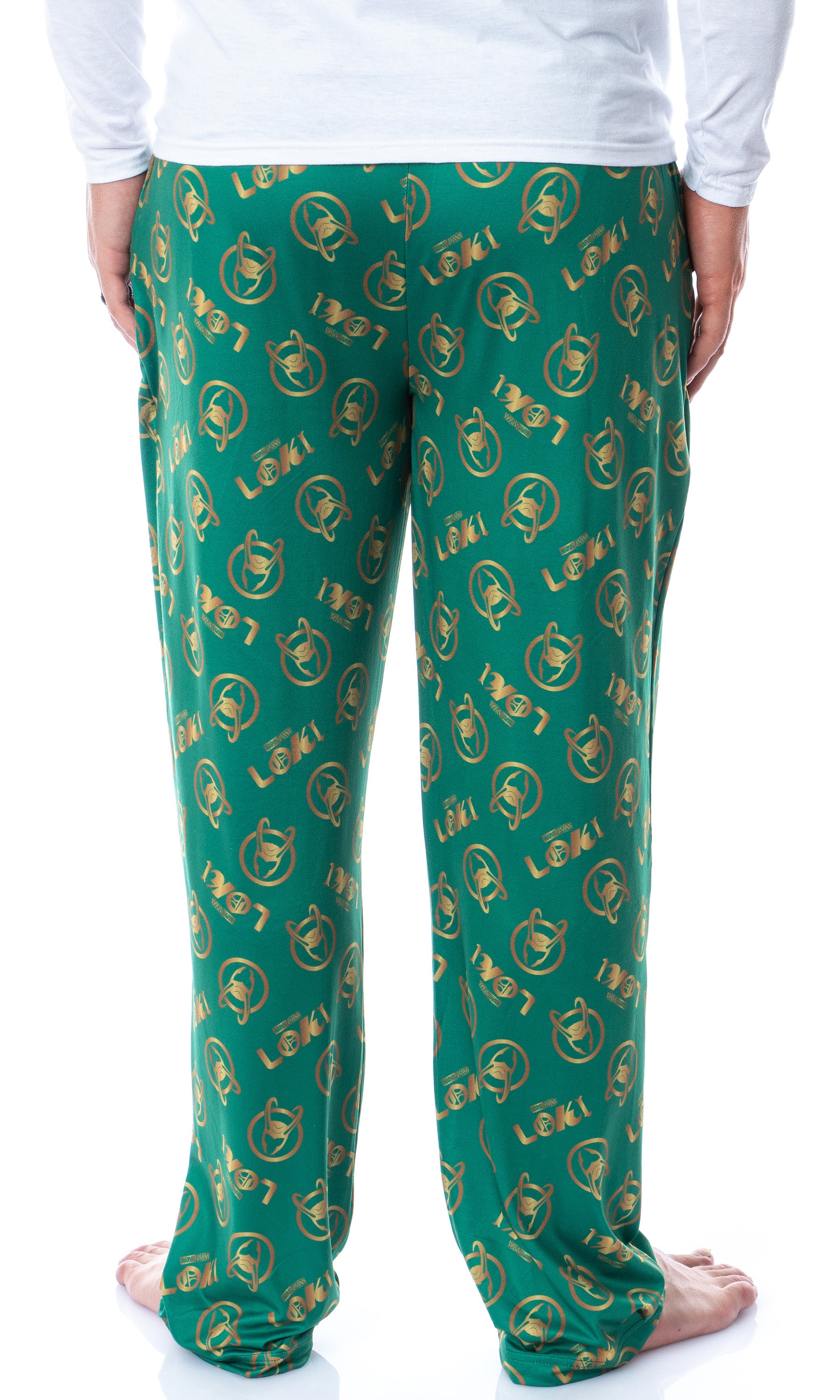 Marvel Mens' Loki Helmet Icon Tossed Print Sleep Pajama Pants